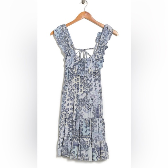 NWT! ANGIE Open Tie back Dress with Tiered Skirt and Ruffles, Size M - Picture 3 of 7